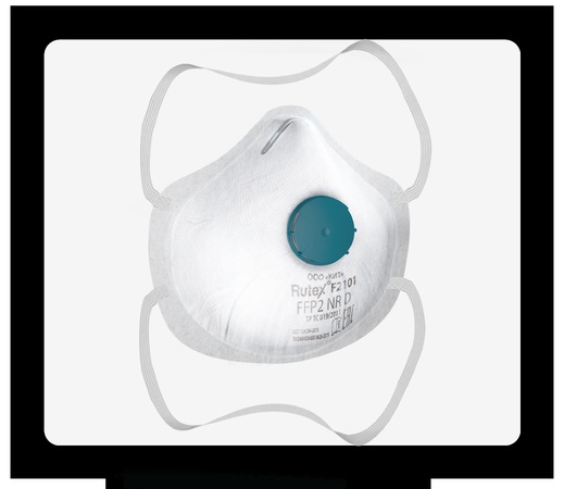Полумаска фильтрующая респиратор Rutex® FFP2 NR D формованная с клапаном выдоха, 10 шт
