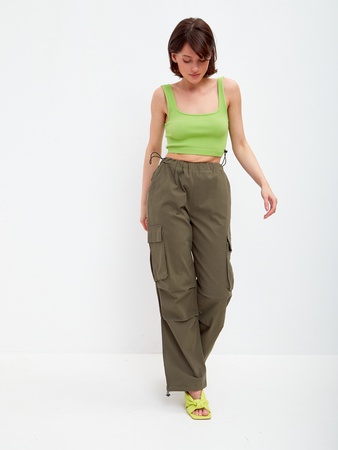 Kargo pantolon yazlık cepli geniş bacak kadın pantolonu