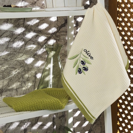 MAXSTYLE набор кухонных полотенец. Вафельное+махровое