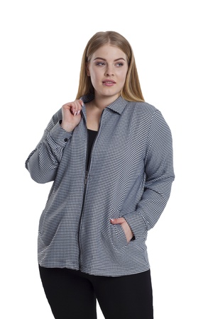 Спортивная куртка на молнии большого размера - черно-белая (3)