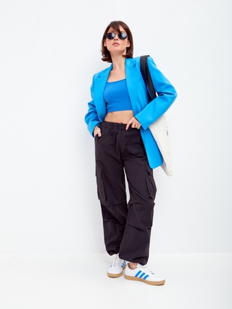 Брюки карго летние женские широкие штаны с карманами