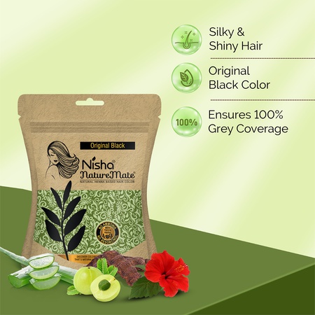 Hair Colour for Women Natural Black 100% Henna-Based Powder Long-Lasting Herbal Formula Ammonia-Free 45g Zipper Pouch