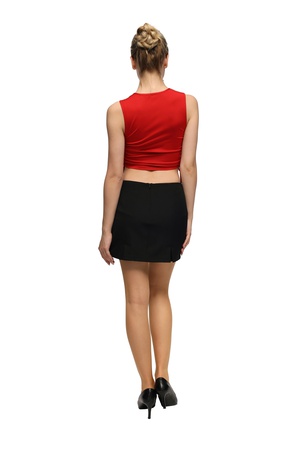 Плиссированная мини-юбка с заниженной талией и шортами