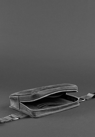 Кожаная поясная сумка Dropbag Mini черная Crazy Horse