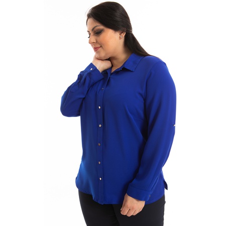 Büyük Beden Klasik Krep Gömlek