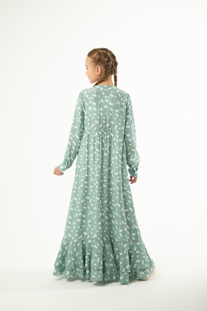 Viskon satenden kızlar için yazlık elbise (11)