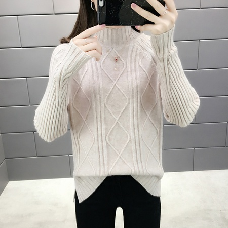 Neuer Stil weiblicher halber Rollkragenboden verbringt Pullover weiblich lose hinzufügen dickes träges faules kurzes Stricken unten ungefüttertes oberes Kleidungsstück