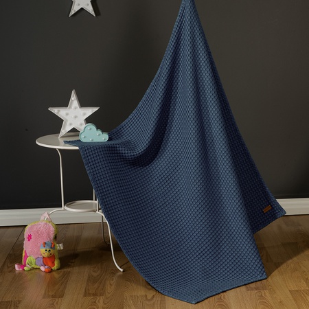 Детское одеяло из 100% органического хлопка темно-синего цвета