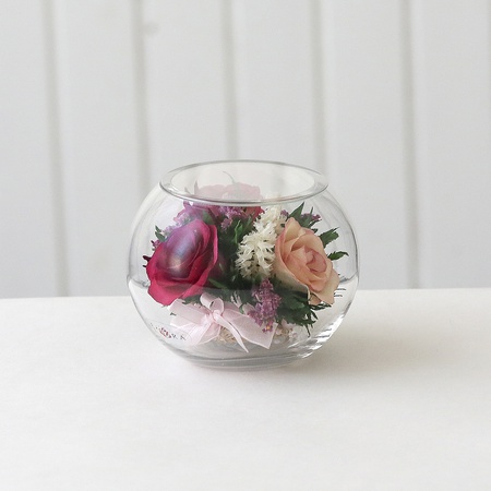 Декоративные Цветы 61554 Лиловые, ярко-розовые и светло-розовые розы, малая круглая 11,9*11,9*19,4