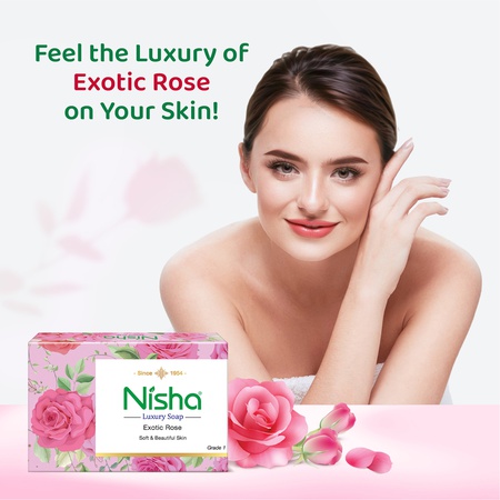 Nisha Soaps for Bath 100g - Exotic Rose, Enriched with Natural Ingredients, Cleansed, Smooth, Soft & Glowing Skin
