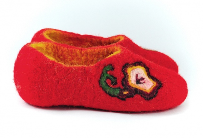 Keçe terlikler &quot;Bell&quot; (kırmızı)