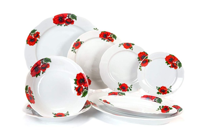 Сервиз столовый 35 предм. Гранёный Маковое поле