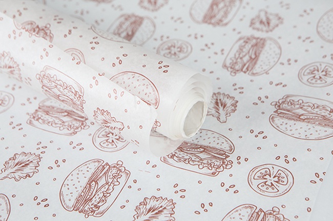 Силиконизированная бумага для выпечки с рисунком "Бургер" (рулон 8м)