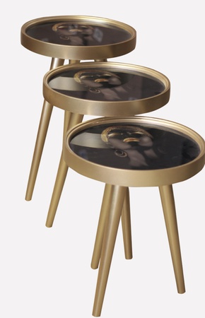 Набор из 3 ретро журнальных столиков из стекла