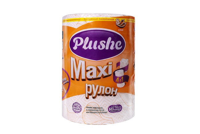ПБ Plushe Maxi 45м,1 рул., 2 слоя, бел., оранжевое тиснение,12 в уп