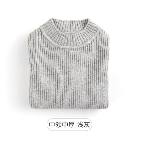 Осенне-зимний детский свитер в новом стиле, шерстяной свитер со средним воротником для мальчиков и девочек, утолщенный пуловер с полувысоким воротником, рубашка в полоску