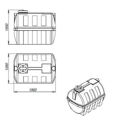 2000 л пластиковая горизонтальная емкость