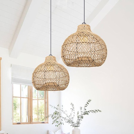 Dokuma Bambu Abajur, Rattan Tavan Lambaları, Deniz Çayırı Sarkıt Işıklar, El Yapımı Avizeler