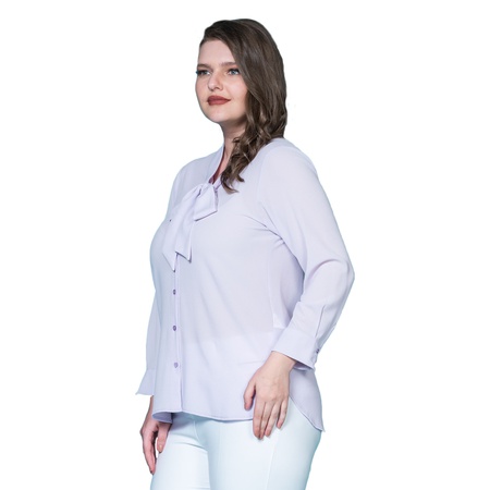 Büyük Beden Kravat Yaka Krep Gömlek