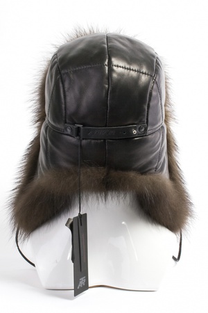 Ушанка из кожи с фишером 170376