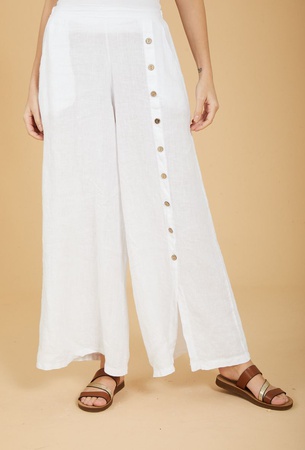 Брюки из льна с пуговицами