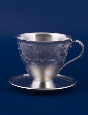 Серебряная чашка с блюдцем №20