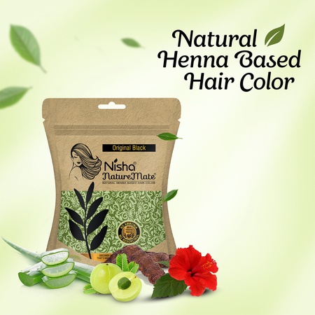 Hair Colour for Women Natural Black 100% Henna-Based Powder Long-Lasting Herbal Formula Ammonia-Free 45g Zipper Pouch