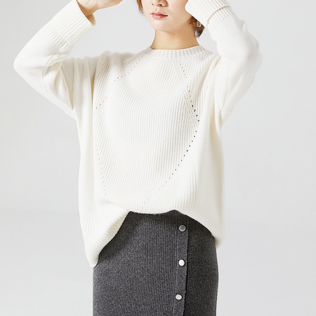 Kadınlar için beyaz kaşmir kazak 2021 yeni mizaç rahat eğlence batı tarzı kazak örgü kazak