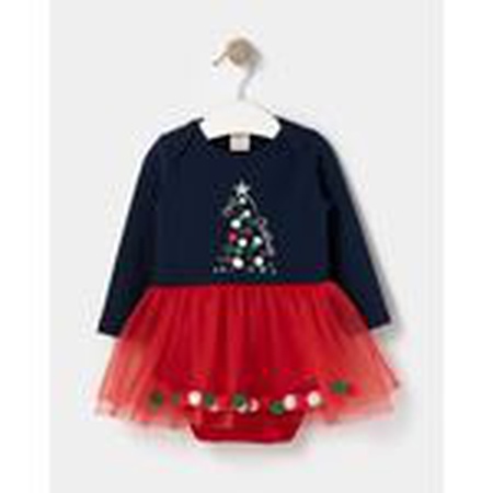 Toptan Kız Bebek Noel Elbise 6-18M