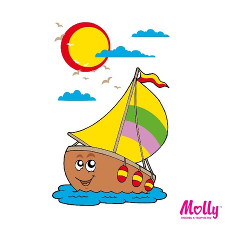 Раскраска по номерам Веселый парусник