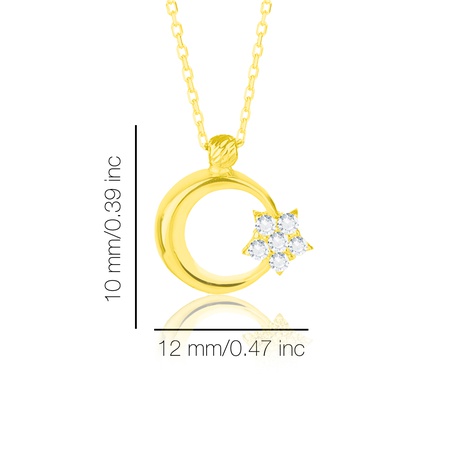 Even & Pétra 14 Ayar Altın Taşlı Ay Yıldız Kolye