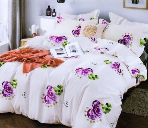 Ткань: Хави: 70% - ХБ и 30% - Полиэстер.  Производство: Гонконг 🔥 Количество ограничено!  ЕВРО: 🔹Пододеяльник: 200х220 - 1шт. 🔹Простыня: 220х240 - 1шт. 🔹Наволочка: 50x70 - 2шт и 70×70 - 2 шт.