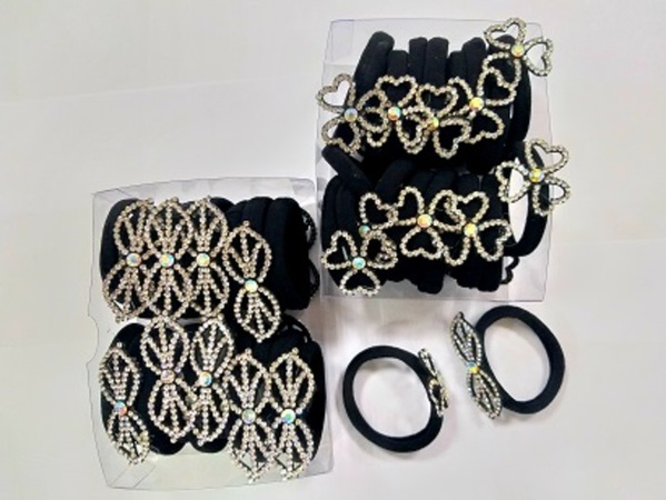 Elastic band black mix of rhinestones for hair