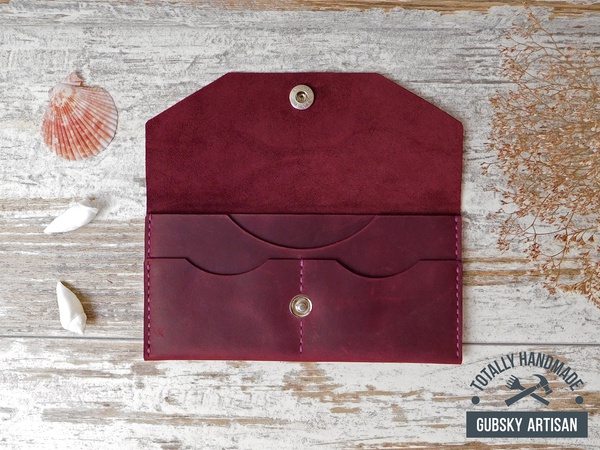 Кошелек женский клатч чехол для телефона "Konvert" 100% кожа handmade