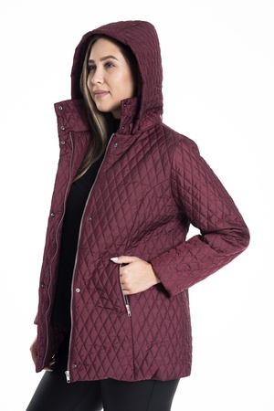 Стеганое пальто большого размера с капюшоном