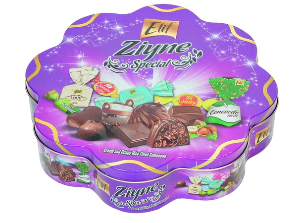 Шоколадные конфеты в ж/б упаковке