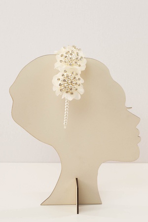 Набор застежек для серег Bijusel Pearl Flower, белый