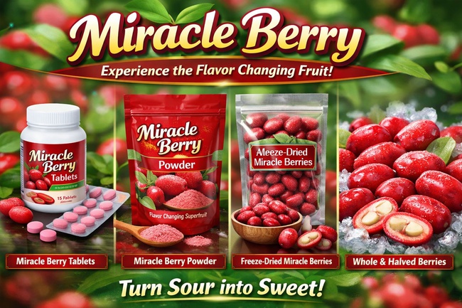 MIRACLE BERRY PRODUCTS (POWDER, TABLETS, FREEZE-DRIED WHOLE AND HALVED BERRIES) - BULK PURCHASE PREFERRED.