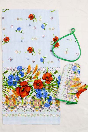 Havlular, masa örtüleri, önlükler, tutacaklar, eldivenler