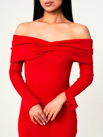 Örme omuzları açık elbise