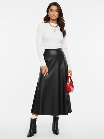 Юбка женская длинная из искусственной кожи