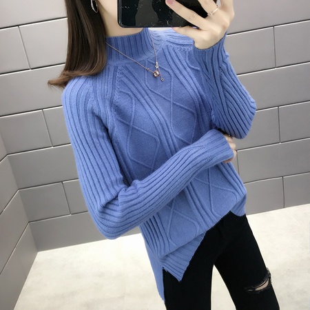 Neuer Stil weiblicher halber Rollkragenboden verbringt Pullover weiblich lose hinzufügen dickes träges faules kurzes Stricken unten ungefüttertes oberes Kleidungsstück