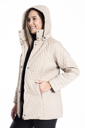 Стеганое пальто большого размера с капюшоном