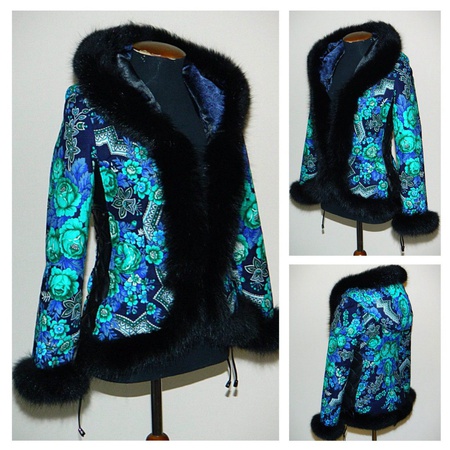 Куртки с натуральным мехом песца в русском стиле