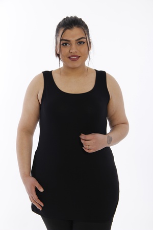 Майка большого размера с нулевым рукавом - черный (2)