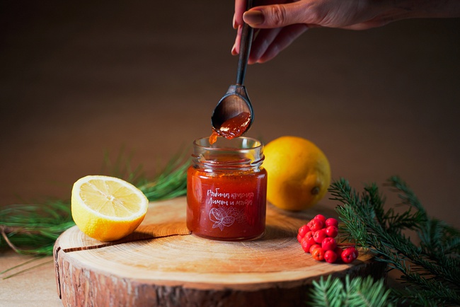 Джем - рябина красная, лимон и мята / ДАРЫ-ЮГРЫ-ХМАО / 200 гр