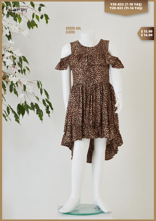 Düşük Kol Kız Çocuk Elbise