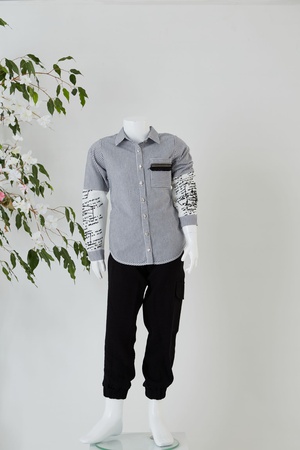 Полосатая рубашка с принтом / Капри