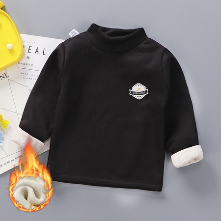 Детская рубашка с флисовым низом, осенне-зимняя новая утепленная теплая футболка для малышей, теплая куртка с высоким воротником для девочек, детская одежда