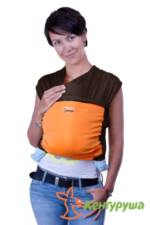 Слинг-шарф трикотажный Кенгуруша Mix кофе-апельсин